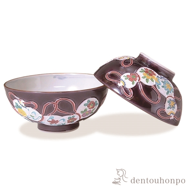 【送料無料】組飯碗 紫交趾六瓢 ペア≪在庫確認後、1~3営業日で出荷≫ ( 母の日 プレゼント 初任給 ギフト プレゼント ご飯茶碗 結婚祝い おすすめ セット 清水焼 京焼 )