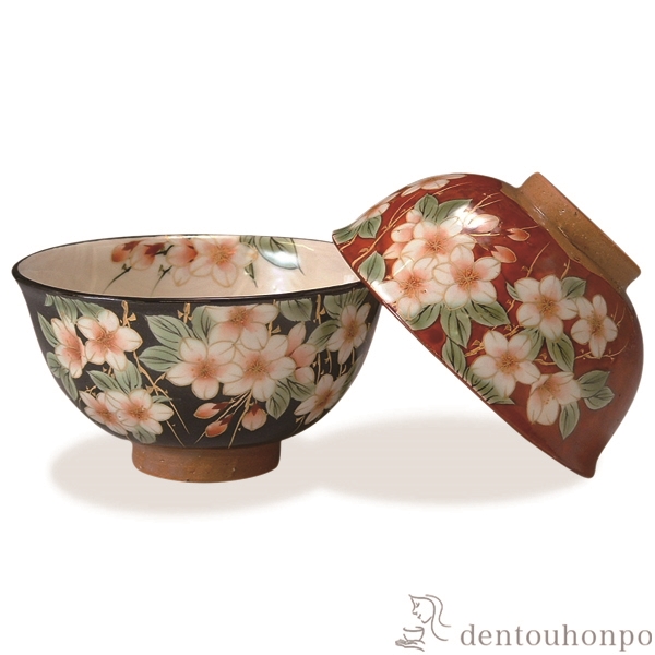 【送料無料】組飯碗 しだれ桜 ペア≪在庫確認後、1~3営業日で出荷≫ ( 名入れ有料 ギフト プレゼント ご飯茶碗 結婚祝い おすすめ セット 清水焼 京焼 )