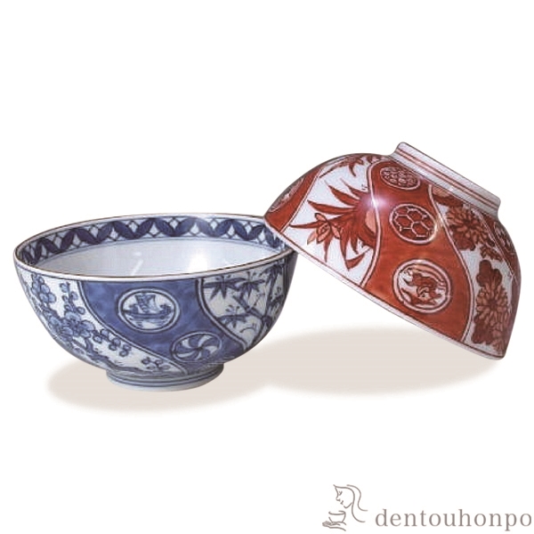 【送料無料】組飯碗 染赤四君子 ペア≪在庫確認後、1~3営業日で出荷≫ ( 名入れ有料 母の日 プレゼント 初任給 ギフト プレゼント ご飯茶碗 結婚祝い おすすめ セット 清水焼 京焼 )