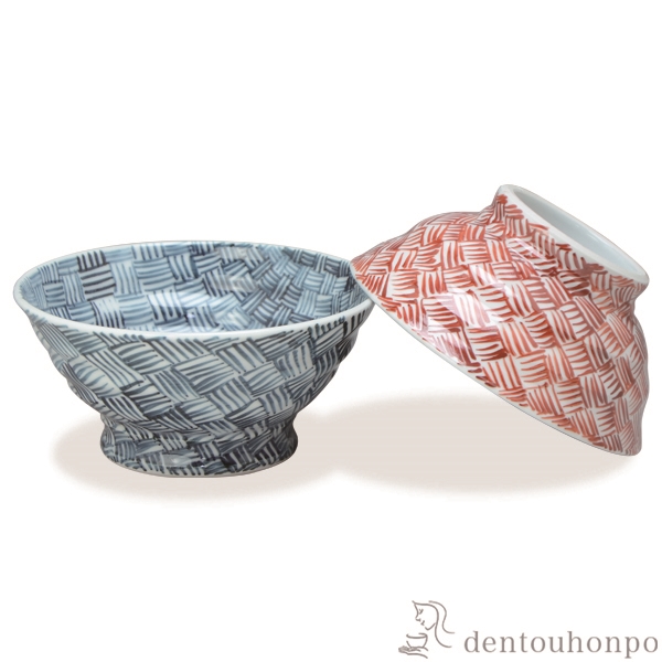 【送料無料】組飯碗 染赤網代 ペア≪在庫確認後、1~3営業日で出荷≫ ( 名入れ有料 母の日 プレゼント 初任給 ギフト プレゼント ご飯茶碗 結婚祝い おすすめ セット 清水焼 京焼 )