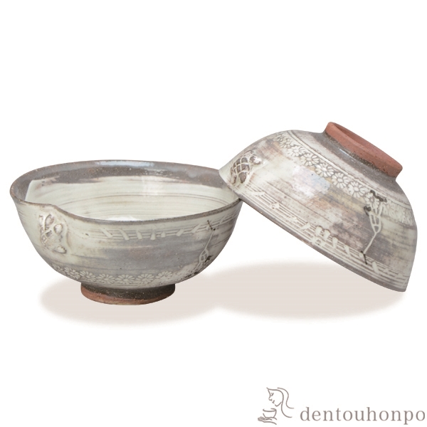 【送料無料】組飯碗 粉引鶴亀 ペア≪在庫確認後、1~3営業日で出荷≫ ( 名入れ有料 母の日 プレゼント 初任給 ギフト プレゼント ご飯茶碗 結婚祝い おすすめ セット 清水焼 京焼 )