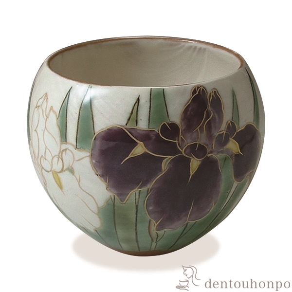 【送料無料】お茶呑茶碗 花揃え あやめ≪在庫確認後、1~3営業日で出荷≫ ( 名入れ有料 母の日 プレゼント 初任給 湯のみ ゆのみ 湯飲み カップ プレゼント 清水焼 京焼 )