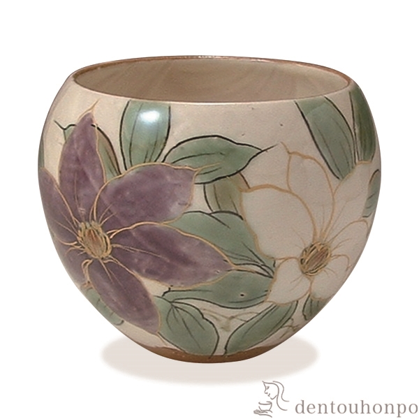 【送料無料】お茶呑茶碗 花揃え 鉄線 ≪在庫確認後、1~3営業日で出荷≫ ( 名入れ有料 母の日 プレゼント 初任給 湯のみ ゆのみ 湯飲み カップ プレゼント 清水焼 京焼 )