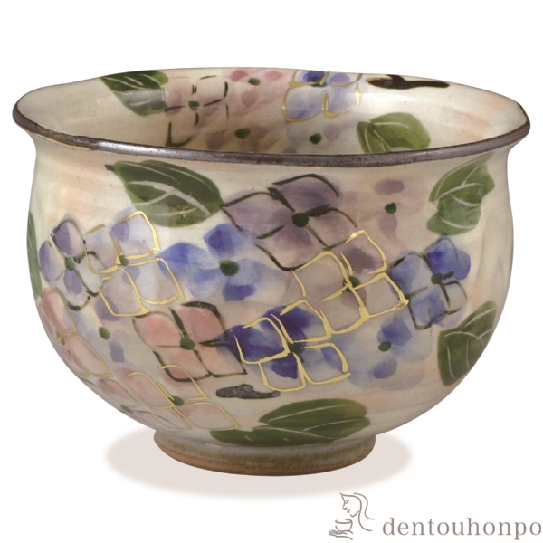 【送料無料】お茶呑茶碗 花記行 紫陽花≪在庫確認後、1~3営業日で出荷≫ ( 名入れ有料 母の日 プレゼント 初任給 湯のみ ゆのみ 湯飲み カップ プレゼント 清水焼 京焼 )