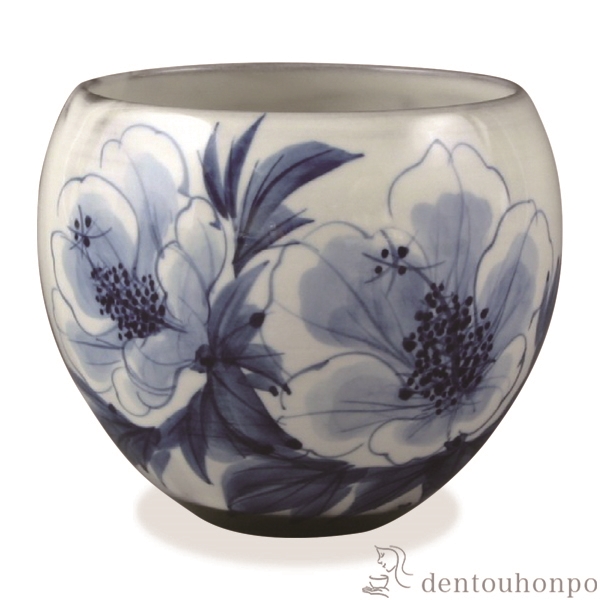【送料無料】お茶呑茶碗 染付草花 染付芙蓉≪在庫確認後、1~3営業日で出荷≫ ( 名入れ有料 母の日 プレゼント 初任給 湯のみ ゆのみ 湯飲み カップ プレゼント 清水焼 京焼 )
