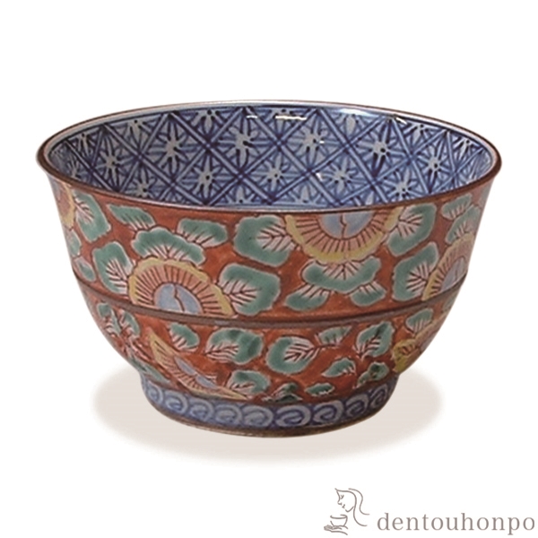 【送料無料】お茶呑茶碗 赤濃牡丹唐草 5客セット≪在庫確認後、1~3営業日で出荷≫ ( 名入れ有料 茶器セット 急須 湯呑み 日本茶 中国茶 清水焼 京焼 )