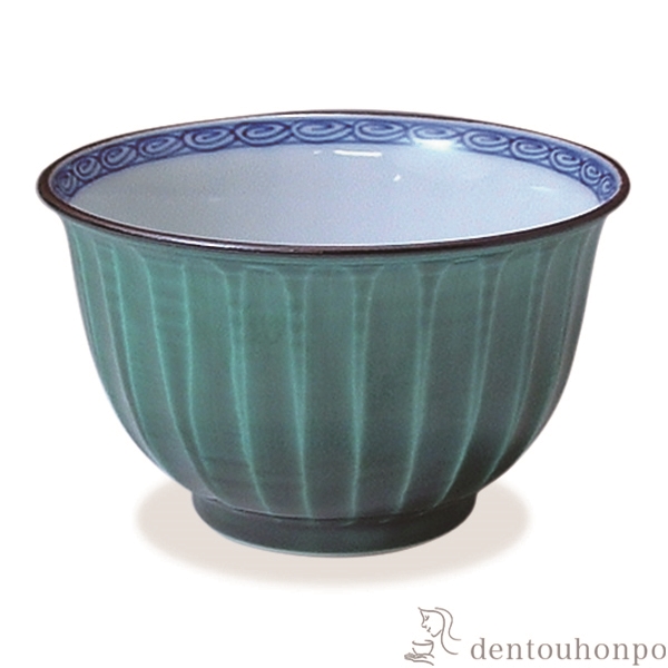 【送料無料】お茶呑茶碗 青交趾ソギ 5客セット≪注文後に商品取り寄せ、後日納期連絡致します≫ ( 木箱名入れ有料 茶器セット 急須 湯呑み 日本茶 中国茶 清水焼 京焼 )