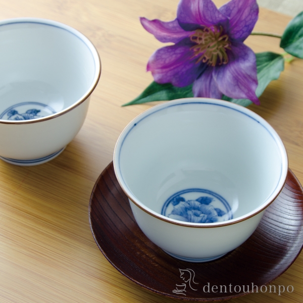 【送料無料】お茶呑茶碗 染花紋 5客セット≪在庫確認後、1~3営業日で出荷≫ ( 名入れ有料 母の日 プレゼント 初任給 茶器セット 急須 湯呑み 日本茶 中国茶 清水焼 京焼 )