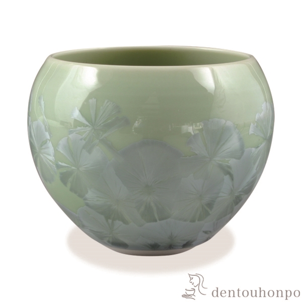 【送料無料】お茶呑茶碗 花結晶 緑≪在庫確認後、1~3営業日で出荷≫ ( 名入れ有料 母の日 プレゼント 初任給 湯のみ ゆのみ 湯飲み セット プレゼント 清水焼 京焼 )