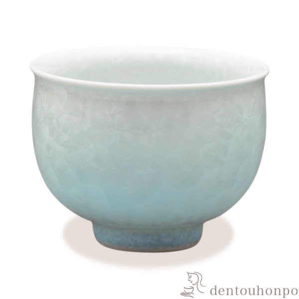 【送料無料】お茶呑茶碗 花結晶 白地水色≪在庫確認後、1~3営業日で出荷≫ ( 名入れ有料 母の日 プレゼント 初任給 湯のみ ゆのみ 湯飲み セット プレゼント 清水焼 京焼 )
