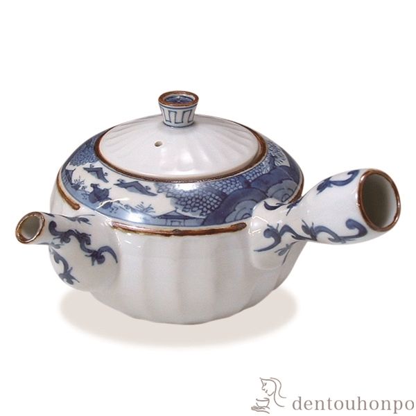 【送料無料】急須 帯山水≪在庫確認後、1~3営業日で出荷≫ ( 名入れ有料 ティーポット お茶 煎茶 日本茶 おすすめ 清水焼 京焼 )