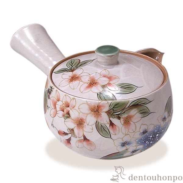 【送料無料】急須 白掛彩草花≪在庫確認後、1~3営業日で出荷≫ ( 名入れ有料 ティーポット お茶 煎茶 日本茶 おすすめ 清水焼 京焼 )