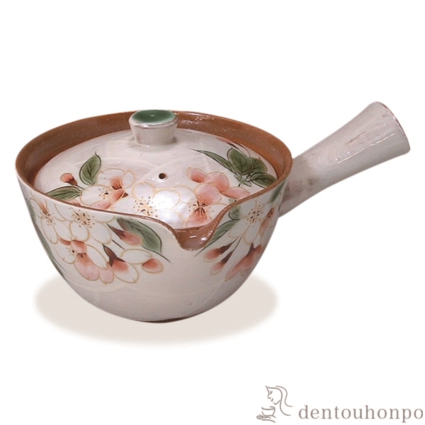 【送料無料】急須 白掛桜≪注文後に商品取り寄せ、後日納期連絡致します≫ ( 名入れ有料 ティーポット お茶 煎茶 日本茶 おすすめ 清水焼 京焼 )