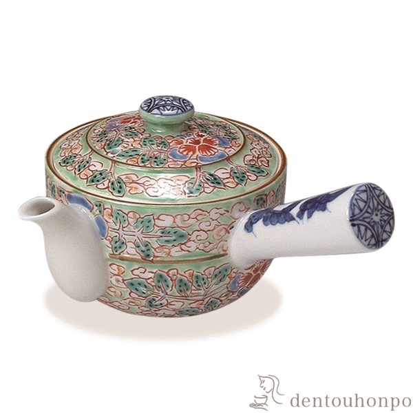 【送料無料】急須 ヒワ花雲 小≪在庫確認後、1~3営業日で出荷≫ ( 名入れ有料 ティーポット お茶 煎茶 日本茶 おすすめ 清水焼 京焼 )