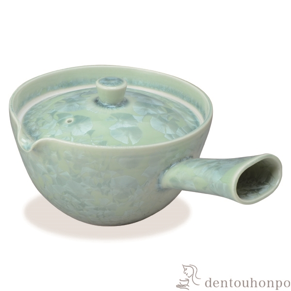 【送料無料】急須 花結晶 緑≪在庫確認後、1~3営業日で出荷≫ ( 名入れ有料 母の日 プレゼント 初任給 ティーポット お茶 セット 日本茶 おすすめ 清水焼 京焼 )