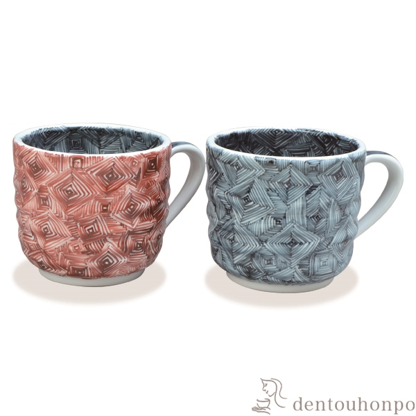 【送料無料】ペアマグカップ 染赤雷紋≪在庫確認後、1~3営業日で出荷≫ ( 名入れ有料 母の日 プレゼント 初任給 プレゼント デザイン マグ オリジナル タンブラー セット 清水焼 京焼 )