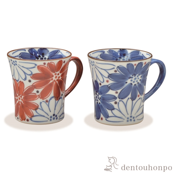【送料無料】ペアマグカップ 花はな 小≪在庫確認後、1~3営業日で出荷≫ ( 名入れ有料 母の日 プレゼント 初任給 プレゼント デザイン マグ オリジナル タンブラー セット 清水焼 京焼 )