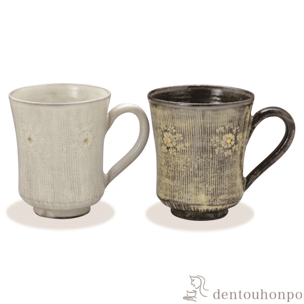 【送料無料】ペアマグカップ 櫛目印華≪在庫確認後、1~3営業日で出荷≫ ( 名入れ有料 母の日 プレゼント 初任給 プレゼント デザイン マグ オリジナル タンブラー セット 清水焼 京焼 )