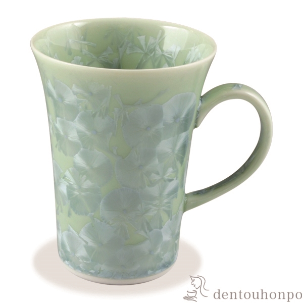 【送料無料】マグカップ 花結晶 緑≪在庫確認後、1~3営業日で出荷≫ ( 名入れ有料 母の日 プレゼント 初任給 プレゼント デザイン マグ オリジナル タンブラー 清水焼 京焼 )