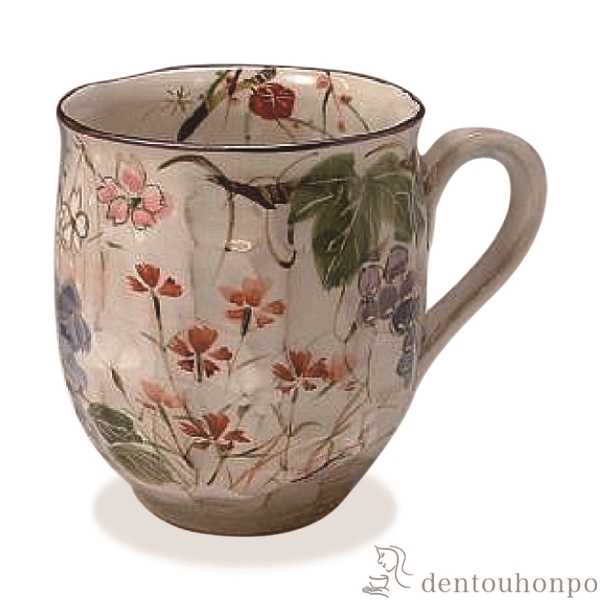 【送料無料】マグカップ 四季草花≪在庫確認後、1~3営業日で出荷≫ ( 名入れ有料 母の日 プレゼント 初任給 プレゼント デザイン マグ オリジナル タンブラー 清水焼 京焼 )