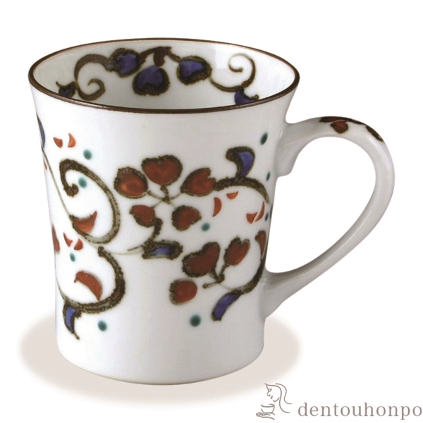 【送料無料】マグカップ 花唐草 赤≪在庫確認後、1~3営業日で出荷≫ ( 名入れ有料 母の日 プレゼント 初任給 プレゼント デザイン マグ オリジナル タンブラー 清水焼 京焼 )