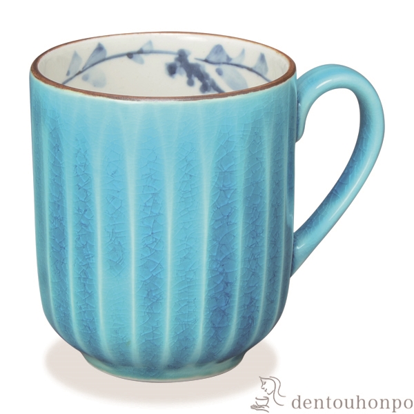 【送料無料】マグカップ 交趾唐草 浅葱≪在庫確認後、1~3営業日で出荷≫ ( 母の日 プレゼント 初任給 プレゼント デザイン マグ オリジナル タンブラー 清水焼 京焼 )