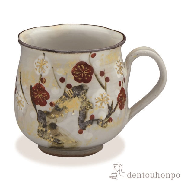 【送料無料】マグカップ 吉祥梅 赤≪在庫確認後、1~3営業日で出荷≫ ( 名入れ有料 母の日 プレゼント 初任給 プレゼント デザイン マグ オリジナル タンブラー 清水焼 京焼 )