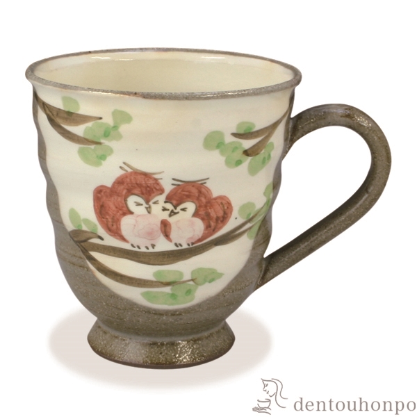 【送料無料】マグカップ 粉引ふくろう 赤≪在庫確認後、1~3営業日で出荷≫ ( 名入れ有料 母の日 プレゼント 初任給 プレゼント デザイン マグ オリジナル タンブラー 清水焼 京焼 )