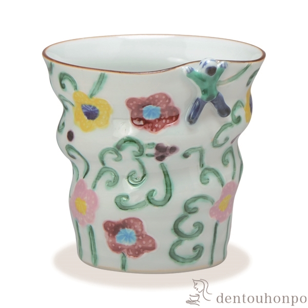 【送料無料】フリーカップ 花波唐草 青≪在庫確認後、1~3営業日で出荷≫ ( 名入れ有料 母の日 プレゼント 初任給 焼酎グラス ビアカップ ビールグラス フリーカップ グラス 清水焼 京焼 )