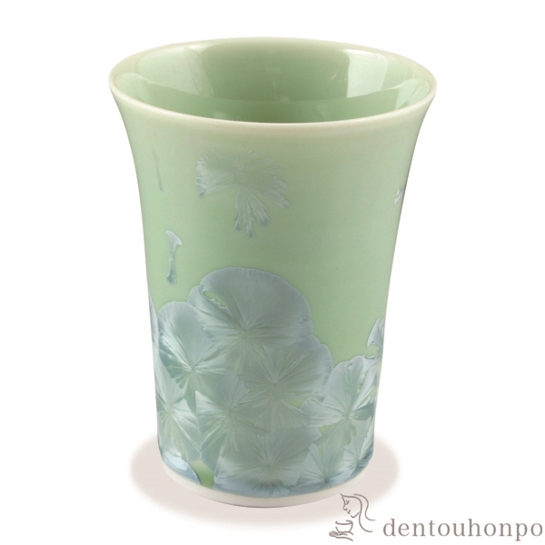 【送料無料】フリーカップ 花結晶 緑≪在庫確認後、1~3営業日で出荷≫ ( 名入れ有料 母の日 プレゼント 初任給 焼酎グラス ビアカップ ビールグラス フリーカップ グラス 清水焼 京焼 )