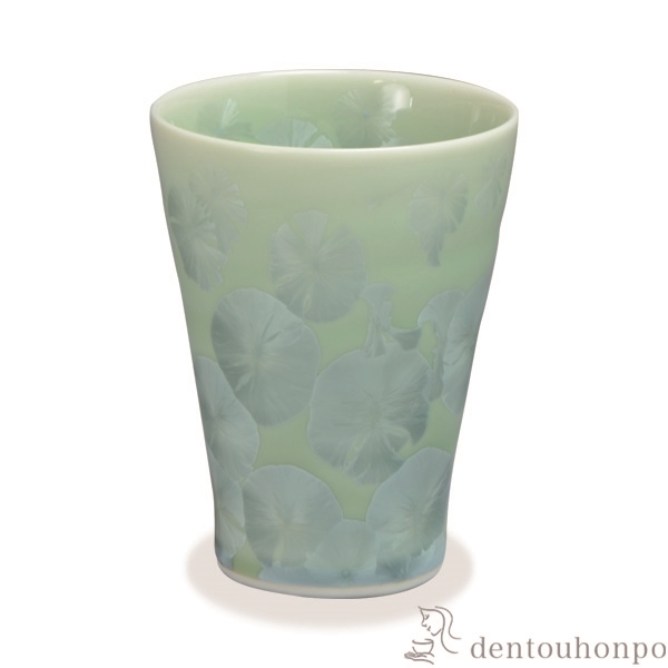 【送料無料】なごみカップ 花結晶 緑≪在庫確認後、1~3営業日で出荷≫ ( 名入れ有料 母の日 プレゼント 初任給 焼酎グラス ビアカップ ビールグラス フリーカップ グラス 清水焼 京焼 )