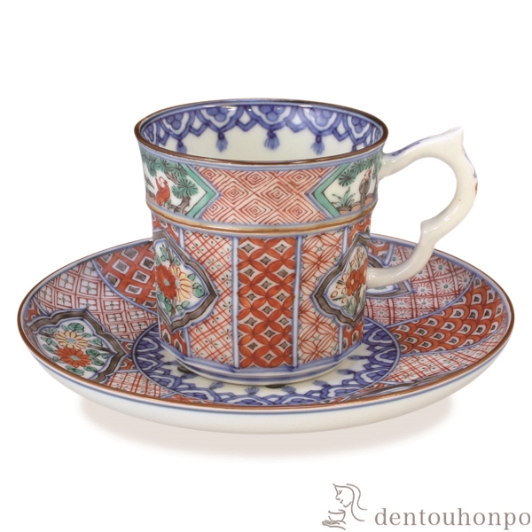 【送料無料】珈琲碗皿 色絵祥瑞≪在庫確認後、1~3営業日で出荷≫ ( 名入れ有料 セット ソーサー ティーカップ 美味しい おすすめ 清水焼 京焼 )