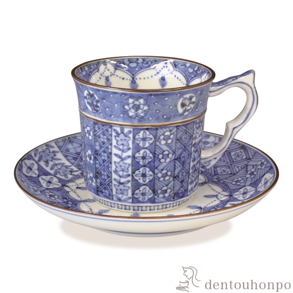 【送料無料】珈琲碗皿 つなぎ古紋≪在庫確認後、1~3営業日で出荷≫ ( 名入れ有料 セット ソーサー ティーカップ 美味しい おすすめ 清水焼 京焼 )