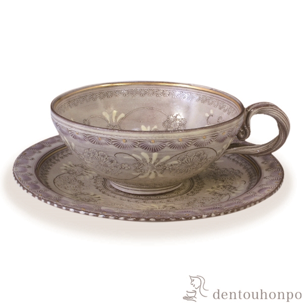 【送料無料】紅茶碗皿 紫彩華紋≪約2年で出荷予定≫ ( 名入れ有料 母の日 プレゼント 初任給 セット ソーサー ティーカップ 美味しい おすすめ 清水焼 京焼 )