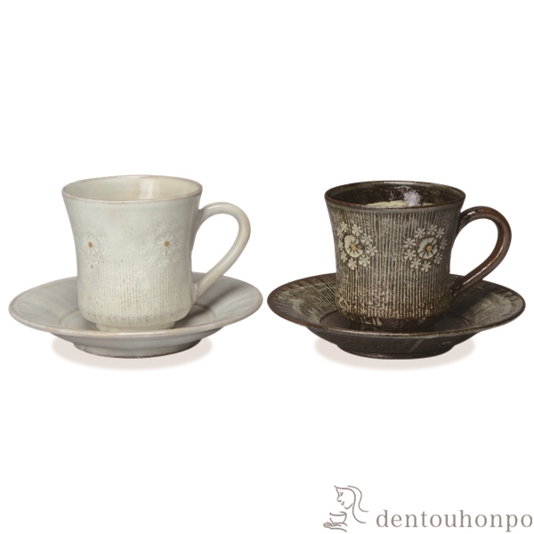 【送料無料】ペア珈琲碗皿 櫛目印華≪在庫確認後、1~3営業日で出荷≫ ( 名入れ有料 母の日 プレゼント 初任給 セット ソーサー ティーカップ 美味しい おすすめ セット 清水焼 京焼 )