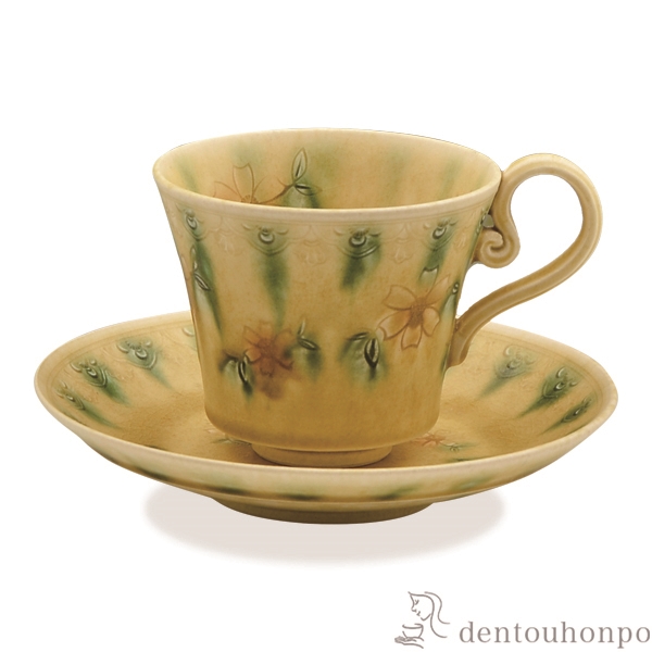 【送料無料】珈琲碗皿 釉彩花三島≪在庫確認後、1~3営業日で出荷≫ ( 名入れ有料 母の日 プレゼント 初任給 セット ソーサー ティーカップ 美味しい おすすめ 清水焼 京焼 )