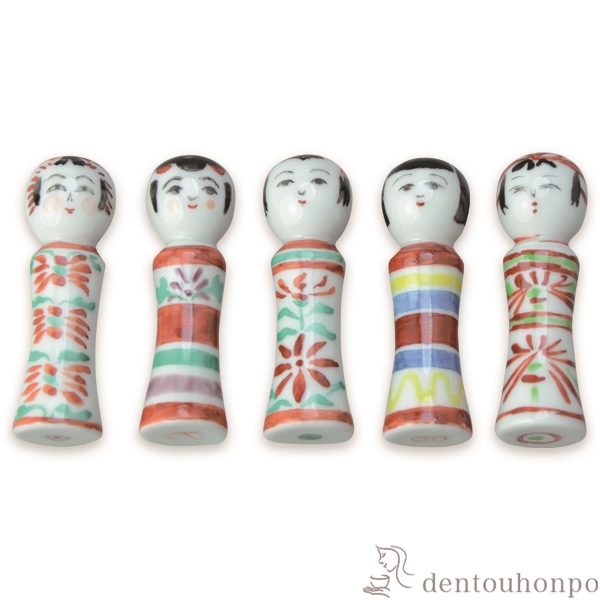 【送料無料】箸置 こけし 5個セット≪在庫確認後、1~3営業日で出荷≫ ( 退職祝い 定年 ギフト セット 結婚祝い お店 人気 清水焼 京焼 )