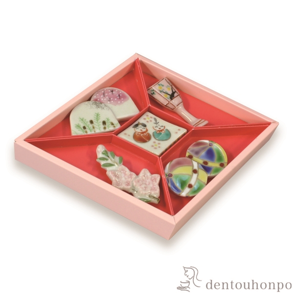 【送料無料】箸置セット 京のひなまつり 5個セット≪在庫確認後、1~3営業日で出荷≫ ( 退職祝い 定年 ギフト セット 結婚祝い お店 人気 清水焼 京焼 )