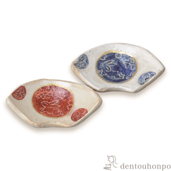 【送料無料】ペア箸置 丸紋うさぎ≪在庫確認後、1~3営業日で出荷≫ ( 退職祝い 定年 ギフト セット 結婚祝い お店 人気 セット 清水焼 京焼 )