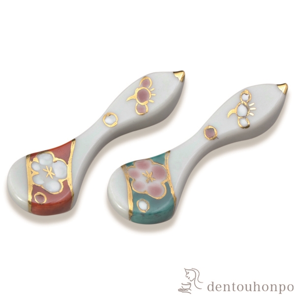 【送料無料】ペア箸置 ひさご梅≪在庫確認後、1~3営業日で出荷≫ ( 退職祝い 定年 ギフト セット 結婚祝い お店 人気 セット 清水焼 京焼 )