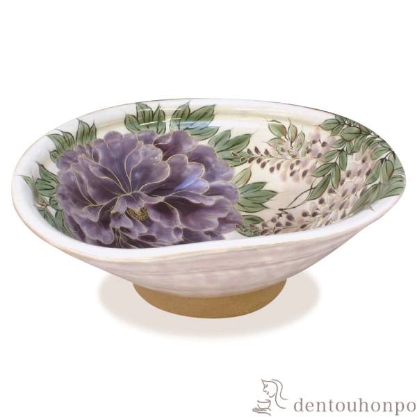 【送料無料】八．五寸鉢 白掛紫草花≪在庫確認後、1~3営業日で出荷≫ ( 名入れ有料 和食 食器 おつまみ 朝食 煮物 清水焼 京焼 )