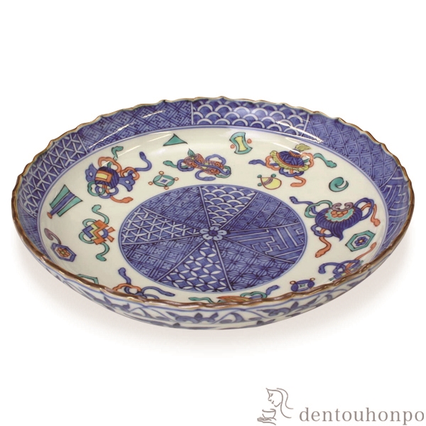 【送料無料】七．五寸鉢 色絵宝尽し≪在庫確認後、1~3営業日で出荷≫ ( 名入れ有料 和食 食器 おつまみ 朝食 煮物 清水焼 京焼 )