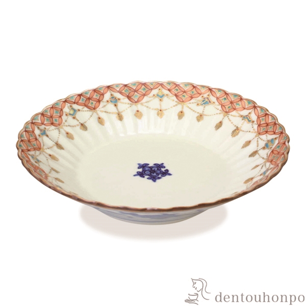 【送料無料】六寸鉢 色絵瓔珞紋≪在庫確認後、1~3営業日で出荷≫ ( 名入れ有料 和食 食器 おつまみ 朝食 煮物 清水焼 京焼 )