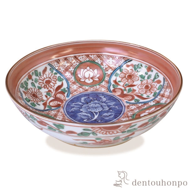 【送料無料】五．五寸鉢 赤絵花格子≪在庫確認後、1~3営業日で出荷≫ ( 名入れ有料 母の日 プレゼント 初任給 和食 食器 おつまみ 朝食 煮物 清水焼 京焼 )