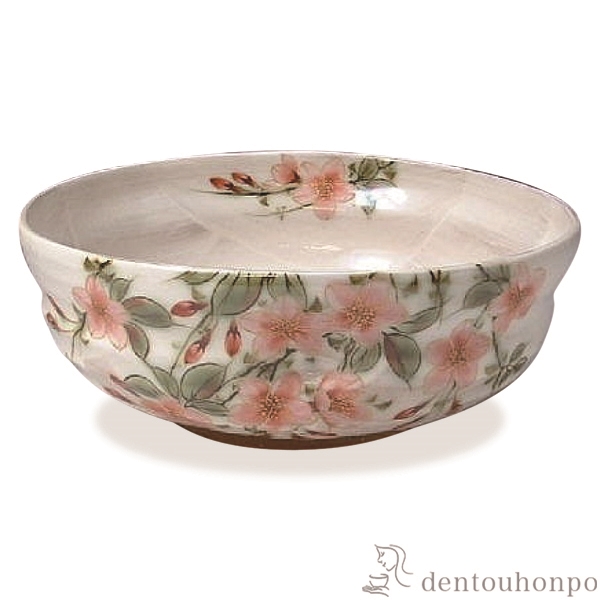 【送料無料】六寸鉢 白掛しだれ桜≪在庫確認後、1~3営業日で出荷≫ ( 名入れ有料 母の日 プレゼント 初任給 和食 食器 おつまみ 朝食 煮物 清水焼 京焼 )