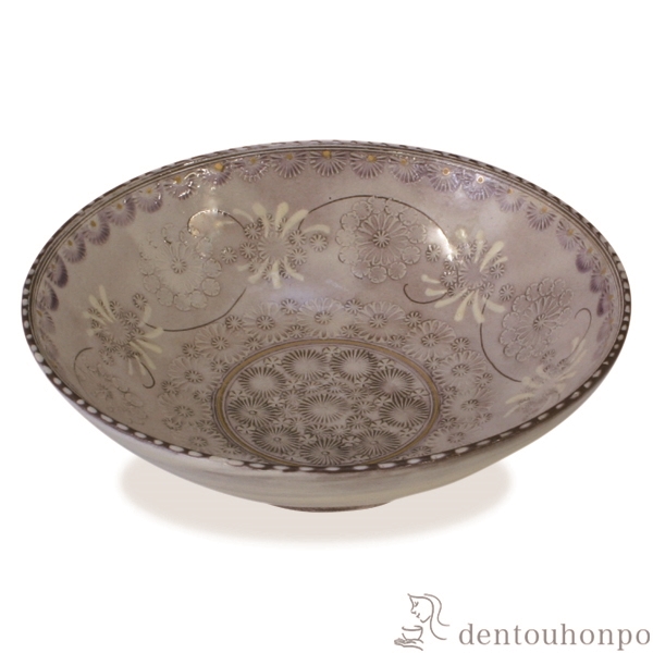 【送料無料】平小鉢 紫彩華紋≪在庫確認後、1~3営業日で出荷≫ ( 名入れ有料 母の日 プレゼント 初任給 和食 食器 おつまみ 朝食 煮物 清水焼 京焼 )