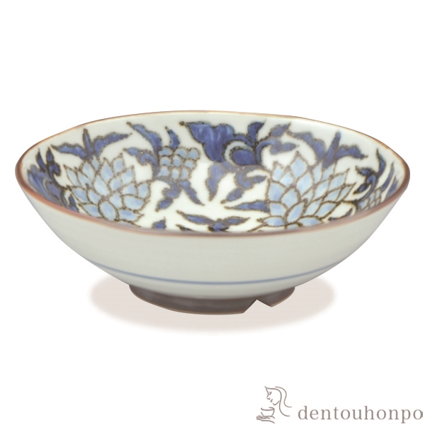 【送料無料】六寸鉢 染唐草≪在庫確認後、1~3営業日で出荷≫ ( 名入れ有料 母の日 プレゼント 初任給 和食 食器 おつまみ 朝食 煮物 清水焼 京焼 )