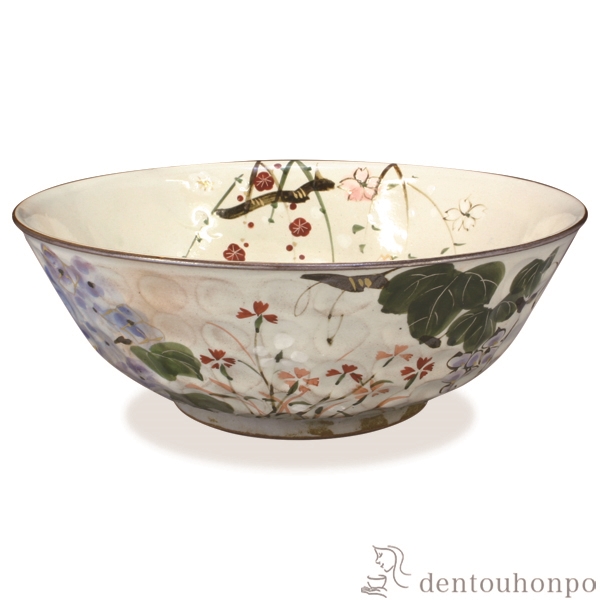 【送料無料】六．五寸鉢 四季草花≪在庫確認後、1~3営業日で出荷≫ ( 名入れ有料 母の日 プレゼント 初任給 和食 食器 おつまみ 朝食 煮物 清水焼 京焼 )