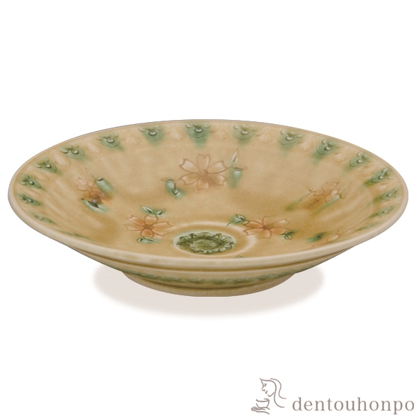 【送料無料】浅鉢 釉彩花三島≪在庫確認後、1~3営業日で出荷≫ ( 名入れ有料 母の日 プレゼント 初任給 和食 食器 おつまみ 朝食 煮物 清水焼 京焼 )