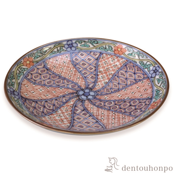 【送料無料】四寸皿 色絵捻古紋≪在庫確認後、1~3営業日で出荷≫ ( 名入れ有料 母の日 プレゼント 初任給 プレート 醤油皿 豆皿 和食 洋食 清水焼 京焼 )